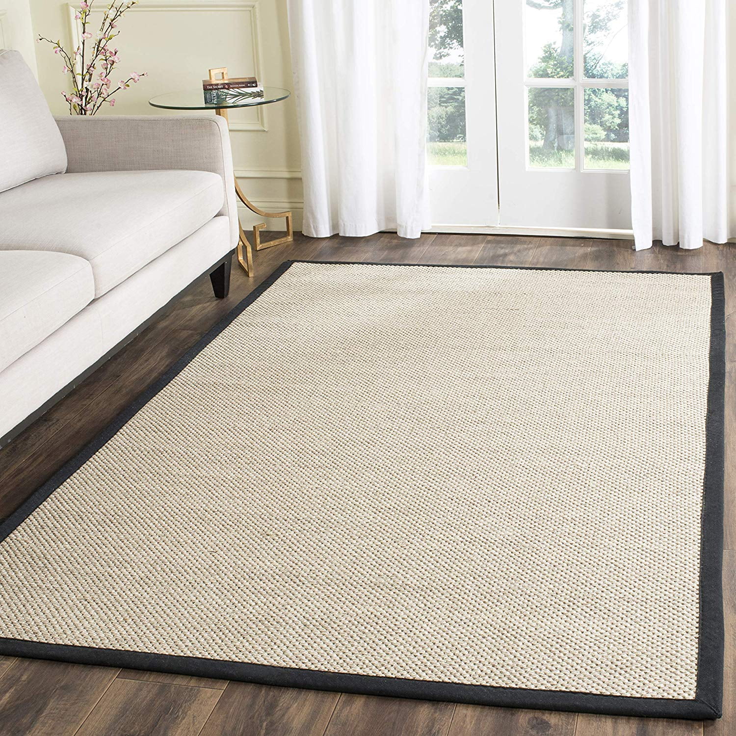 Natural Fiber Collection NF143A Marble and Black Sisal Area Rug (2' x 3'), These rugs are made