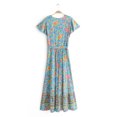 thumbnail image 3 of U.Vomade Robe Longue Boho Maxi de Plage à Manches Hui Floral pour Femmes, Aguichant, Col en V, Été, 3 of 8