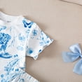 thumbnail image 4 of Weebloom Baby Girls Summer Pajamas Summer Western Style Kids Outfit Two Piece For Everyday Wear Short Sleeve Tee And Shorts Sleepwear Nightwear Pjs Loungewear Blue 6-12M, 4 of 9