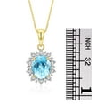thumbnail image 5 of RYLOS Women's Yellow Gold Plated Silver Princess Diana Ring & Pendant Set. Gemstone & Diamonds, 9X7MMBlue Topaz December Birthstone. 2 PC Perfectly Matched Jewelry. Ring  Size 10, 5 of 7