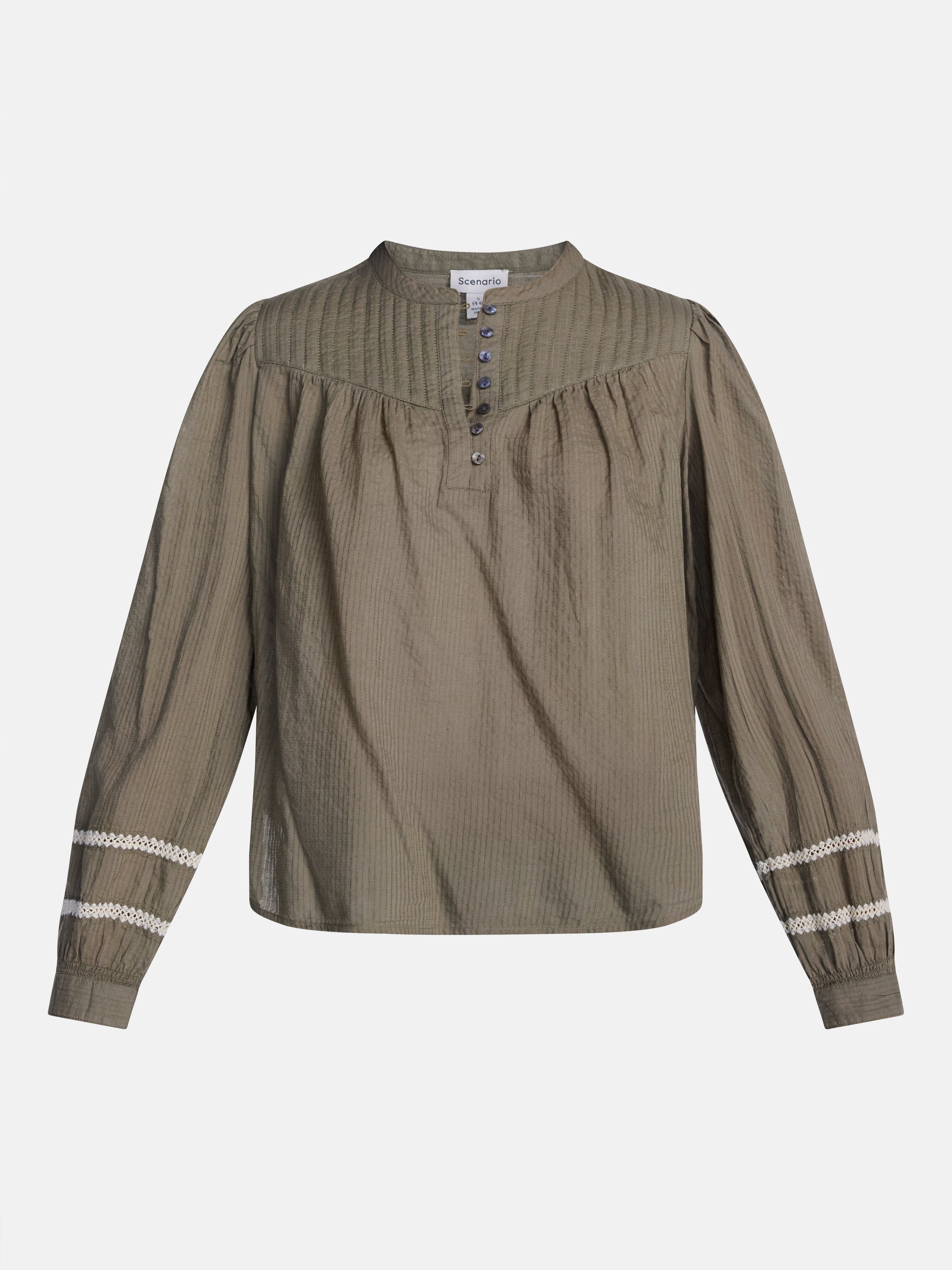 Scenario Women's and Women's Plus Quilted Detail Long Sleeve Top, Sizes XS-4X