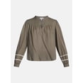 thumbnail image 6 of Scenario Women's and Women's Plus Quilted Detail Long Sleeve Top, Sizes XS-4X, 6 of 6