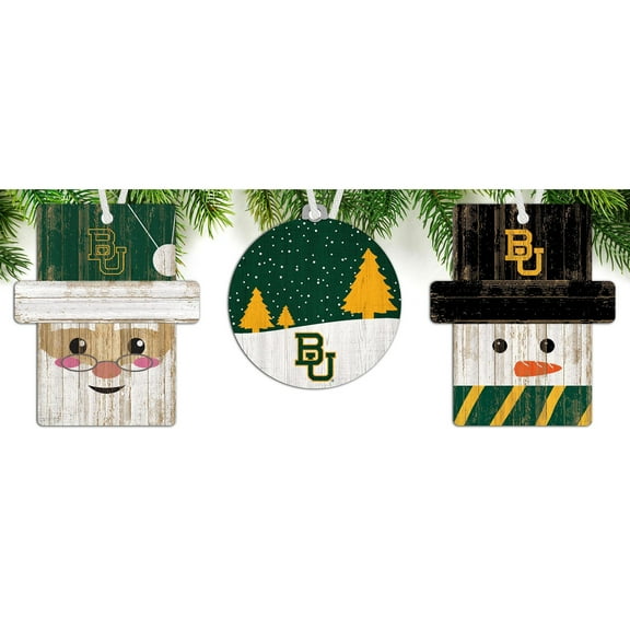 Baylor Bears 3-Pack Ornament Set