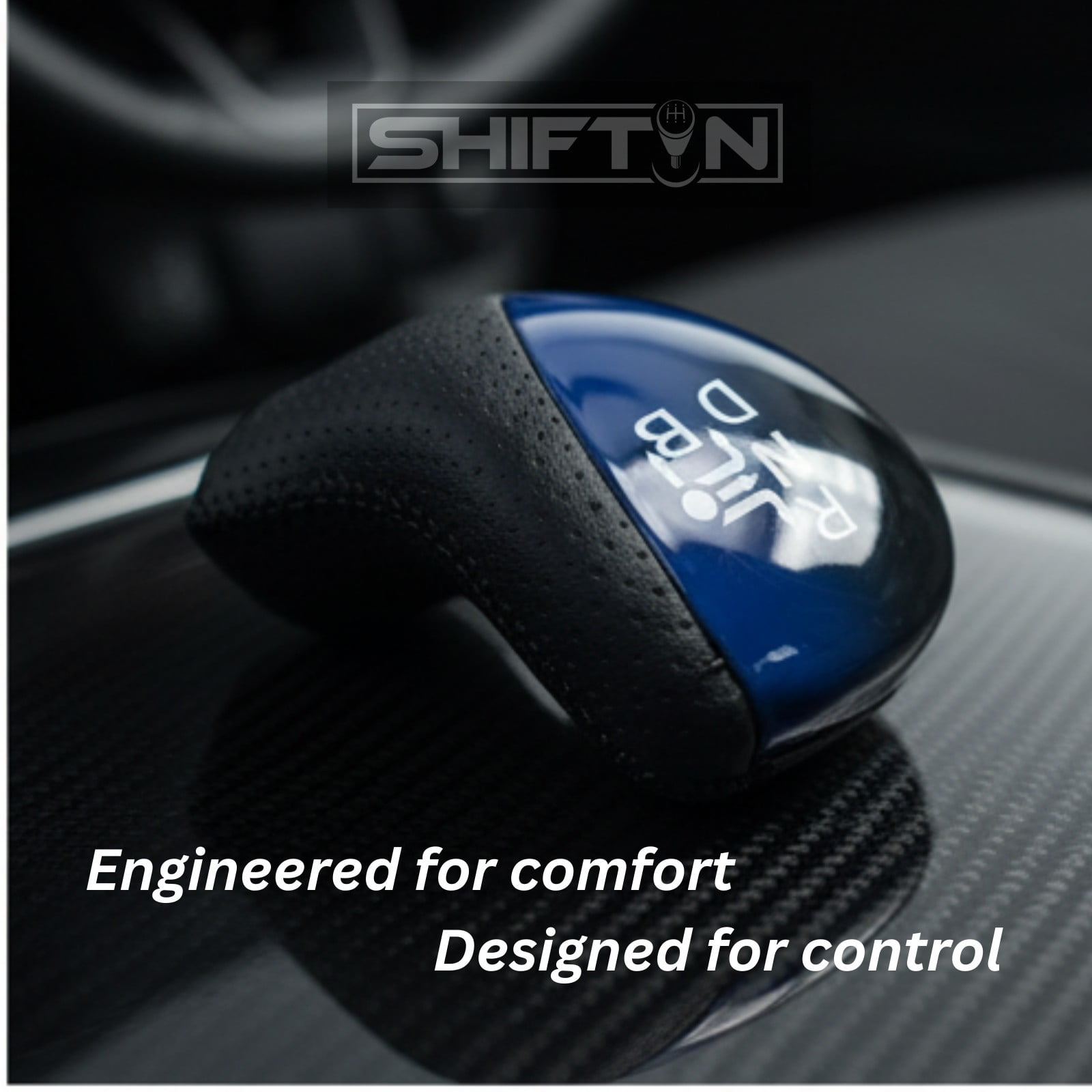 SHIFTIN Big Black Leather & Blue Gear Shift Knob for Toyota Prius Plug-in Hybrid Plug-in