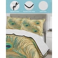 thumbnail image 4 of Peacock Feathers Twin XL Size Down Alternative Comforter, Lightweight Comforter Quilt Bedding Set with Pillow Shams Brown Turquoise Vintage Abstract All Seasons Bed Comforter Duvet Insert 68"x98", 4 of 7