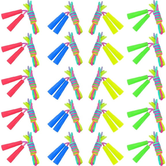 Kids Jump Rope,20 Pack Rainbow Jump Rope Set,7.2 Ft Adjustable Skipping Rope,Durable Jump Ropes with Plastic Handles,Vibrant Jumping Ropes for Outdoor Fun Exercise Fitness Activity Party Favors(20)