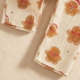 thumbnail image 7 of Pandaie Toddler Boys Girls Christmas Pajama Set Gingerbread Print Loungewear Lapel Button Home Sleepwear Khaki,12-18 Months, 7 of 7