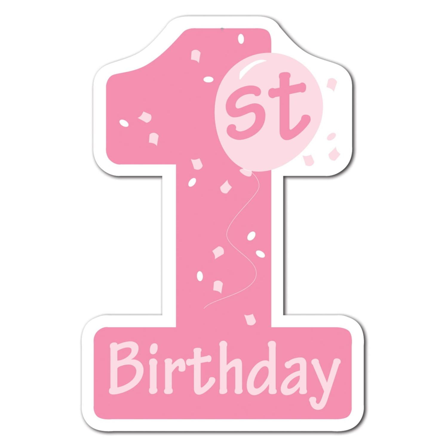 Club Pack of 24 Pink and White 1st Birthday Number One ...