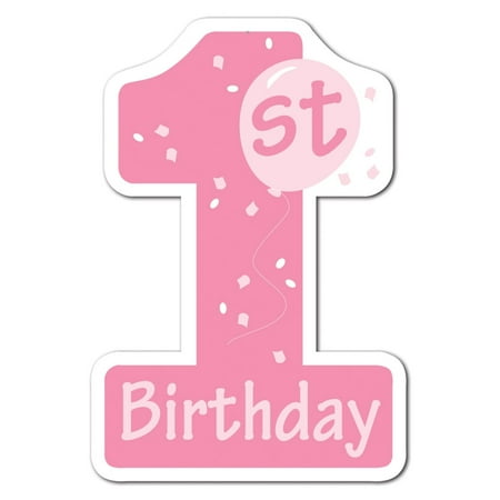 Club Pack of 24 Pink and White 1st Birthday Number One Cutout Girls
