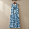 thumbnail image 6 of Jiueut Coral Print Women Summer Casual Sleeveless Maxi Dress 2026 Crewneck Loose Beach Travel Vacation Long Sundress Wrinkle Resistant Linen Look, L, 6 of 7