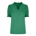 thumbnail image 3 of Business Casual Tops for Women Solid Color V Neck Summer T Shirts Puff Short Sleeve Loose Fit Basic Tunic Tops Blouses, 3 of 5