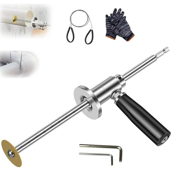 Inside Pipe Cutter for Pvc Pipe, Inside Pipe Cutter with Handle, Stainless Steel Internal Pipe Cutter Tool Set 7" Adjustable Cutting Depth for 1-1/2 Inch to 8 Inch PVC Pipe