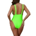 thumbnail image 3 of INSPIRE CHIC Monokini de Mujer con Profundo Escote en V, Conjunto de Bikini Sin Espalda, Traje de Baño de Una Pieza con Tirantes Anchos, Talla X-Small, Verde Fluorescente, 3 of 5