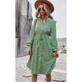 thumbnail image 2 of Femmes Robes Casual Manches Courtes Bouton Imprimé Floral vers le Bas V Cou Été Boho Midi Robe, 2 of 6