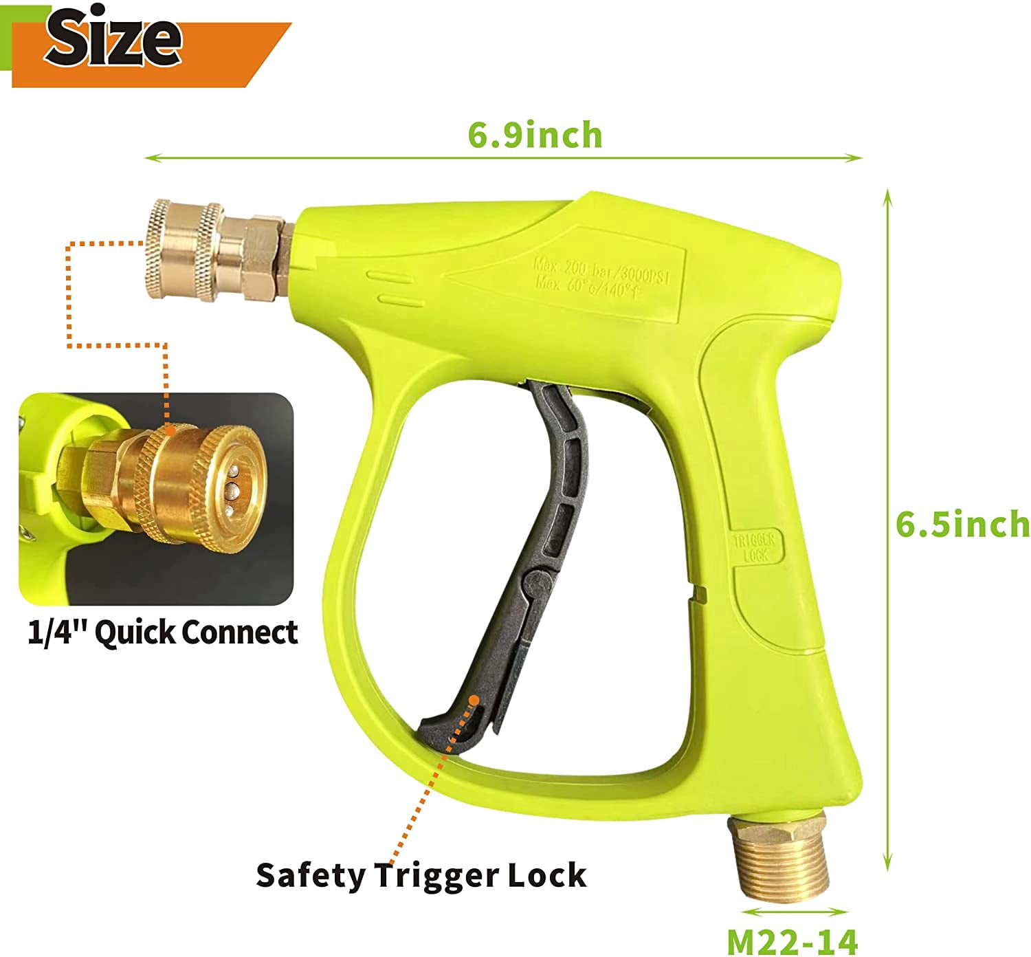 High-pressure water gun gun 3000 short high-pressure water gun gun equipped with 5 nozzles for power car water gun