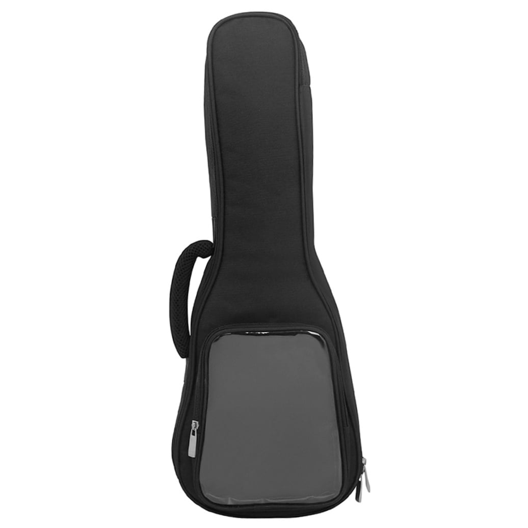 WRISTBIQUE Black Ukulele Carrying Case Padded and Splashproof Storage Bag with Clear Accessory Pocket for Travel