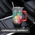 thumbnail image 7 of 40oz Pioneer Colorful Floral Stainless Steel Flip Straw Tumbler with Lid and Straw Spill Proof Travel Cup Double Wall Vacuum Insulated Coffee Mug with Handle Red, 7 of 7