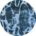 thumbnail image 1 of Ahgly Company Indoor Round Abstract Iceberg Blue Abstract Area Rugs, 3' Round, 1 of 6