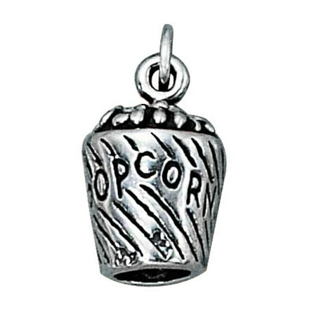

Sterling Silver 16 .8mm Box Chain 3D Movie Theater Popcorn Bucket Pendant Necklace