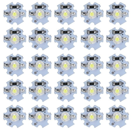 

25Pcs 0.5W 5V High Power LED Lamp Bead Light Source Chip with Aluminum PlateCold White Light: 10000K