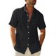 thumbnail image 4 of QUTETN Men'S Short Sleeve Cuban Camp Guayabera Shirt Linen Cotton Hippie Beach Button Shirts, 4 of 4