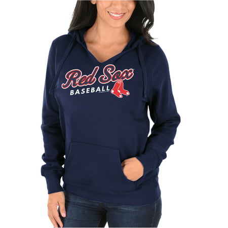 Women's Majestic Navy Boston Red Sox Fresh & Exciting V-Neck Pullover Hoodie