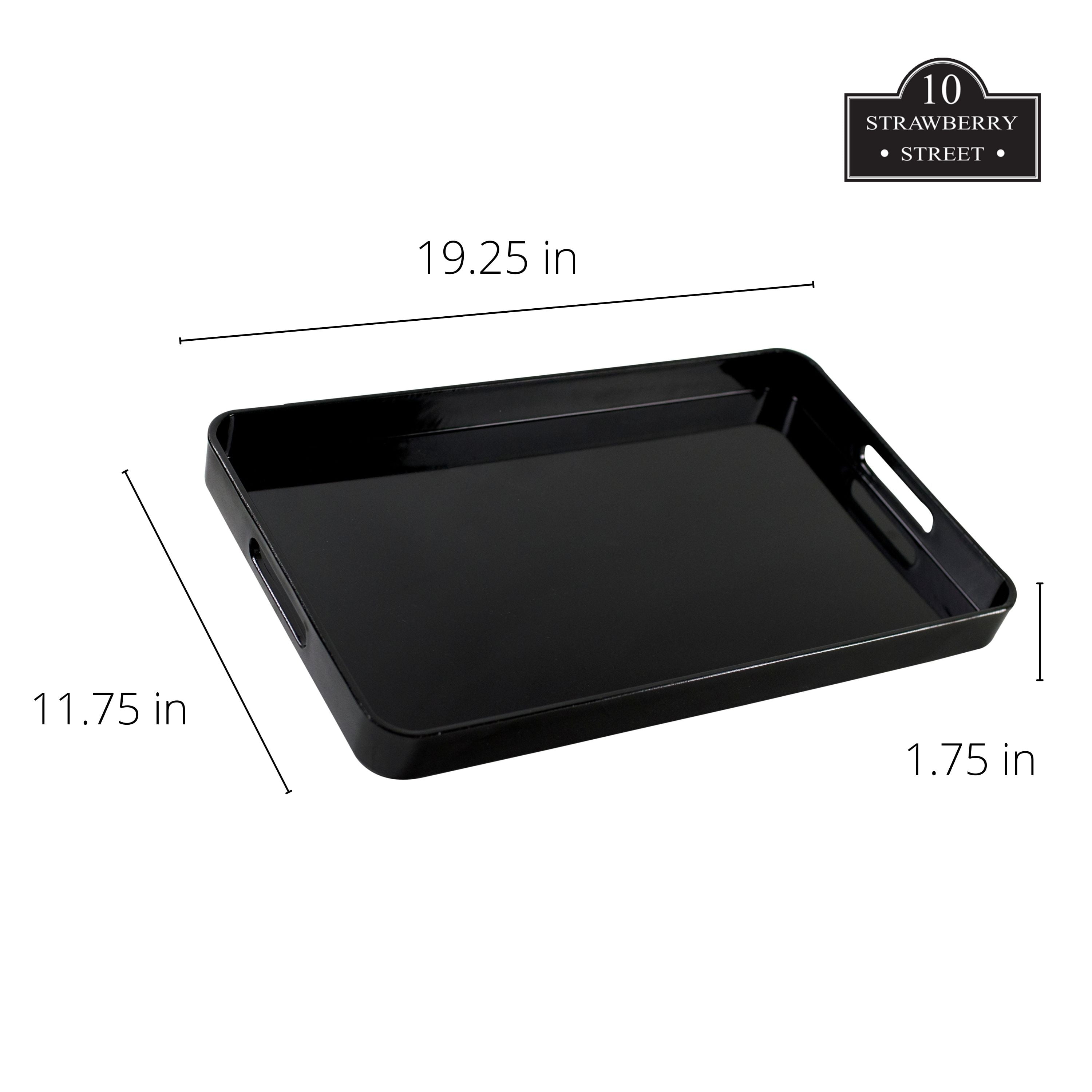 10 Strawberry Street Lacquer Rectangular Serving Tray, Black