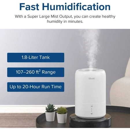 Levoit - Ultrasonic Top-Fill Cool Mist 2-in-1 0.5 Gal Humidifier & Diffuser - White