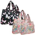 thumbnail image 1 of Wrapables Large & Small Foldable Tote Nylon Reusable Grocery Bags, Set of 4, Butterflies & Doodles, 1 of 5