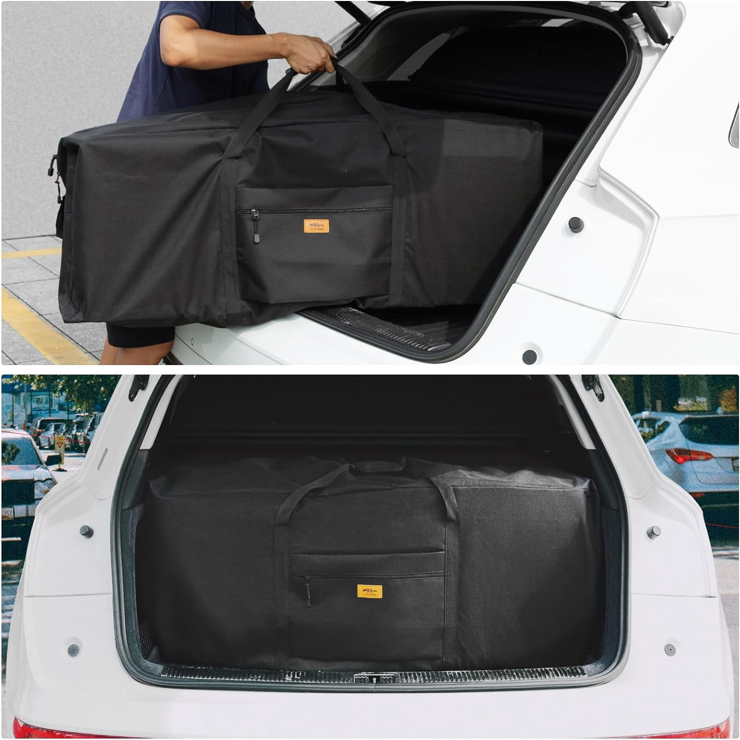 LLAYOO 45 inch Foldable Oversized Zipper Duffel Bag, Travel Outdoor Camping Bag, Sports Equipment Storage Bag, Waterproof and Scratch Resistant, Black