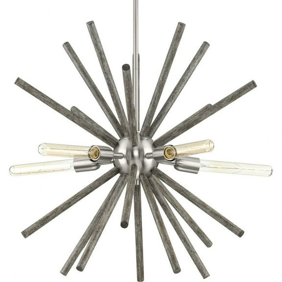 Thorpe Collection Five-Light Brushed Nickel Mid-Century Modern Style Chandelier Light