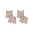 thumbnail image 2 of BemeyourBBs 2Pcs Toddler Baby Girls Summer Outfits Cute Infant Girls Summer Sleeveless Doll Collar Plaid Print Vest Tank Tops and Elastic Waist Shorts Set, 2 of 9
