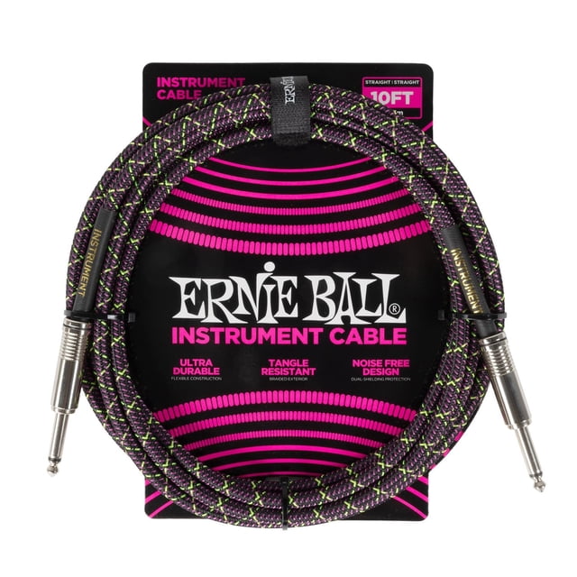 Cable para Instrumentos Ernie Ball Pitón Morado Trenzado 3 m Recto Recto