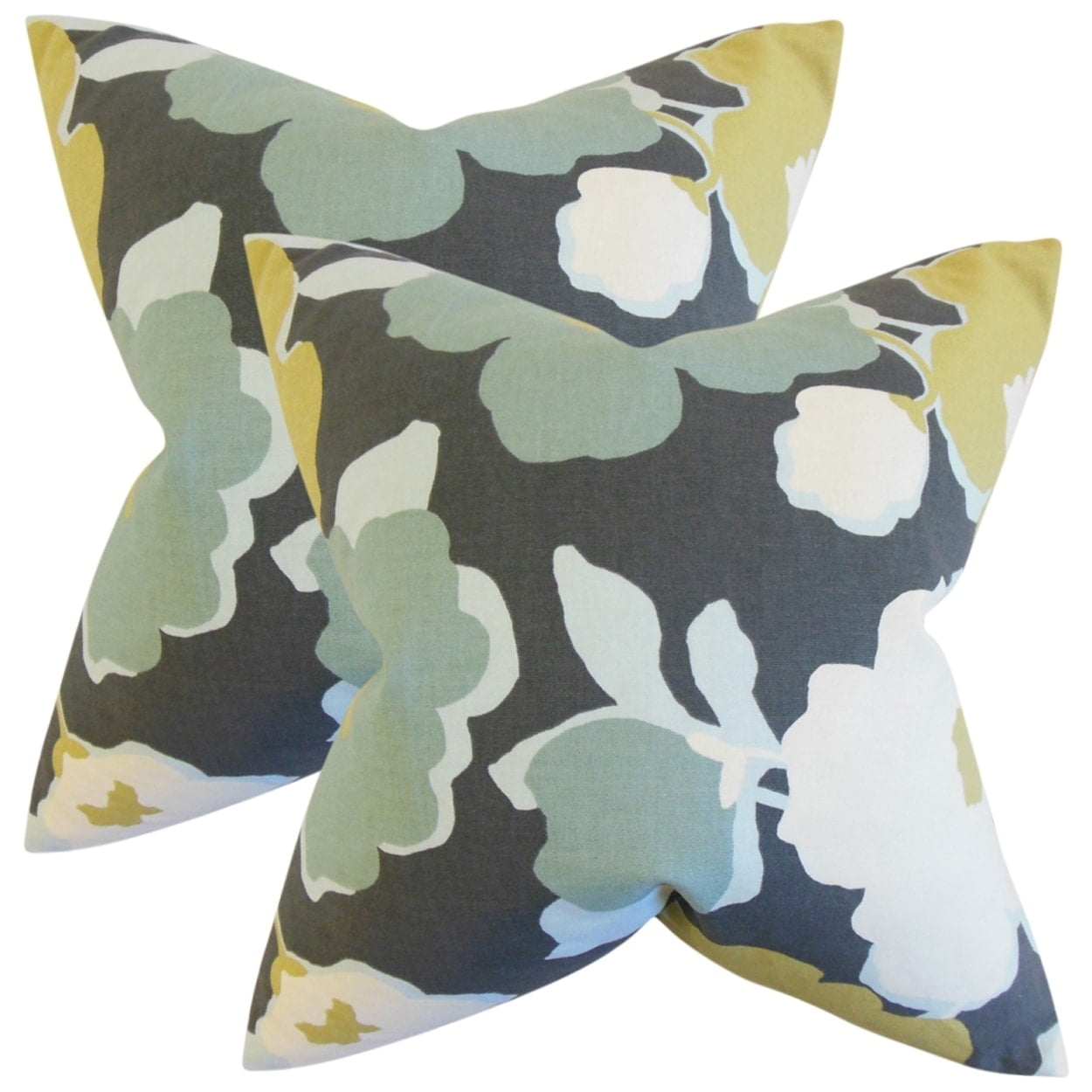 The Pillow Collection P18-ROB-TOPFLORAL-CHARCOAL-C100 Charcoal SAAR Floral Pillow
