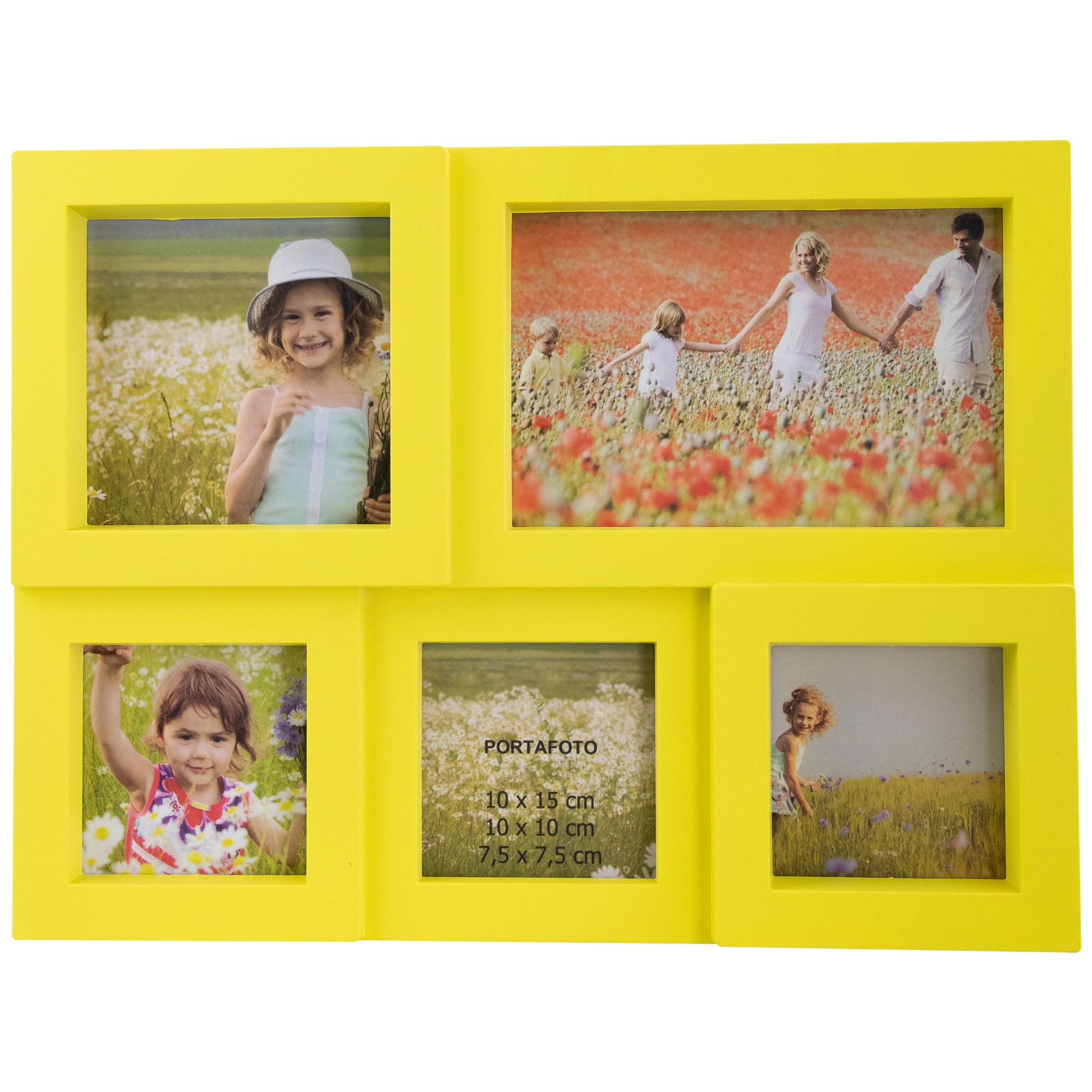 Multi-Sized Puzzled Photo Picture Frame Collage Wall Decoration- Yellow - 11.5 in.
