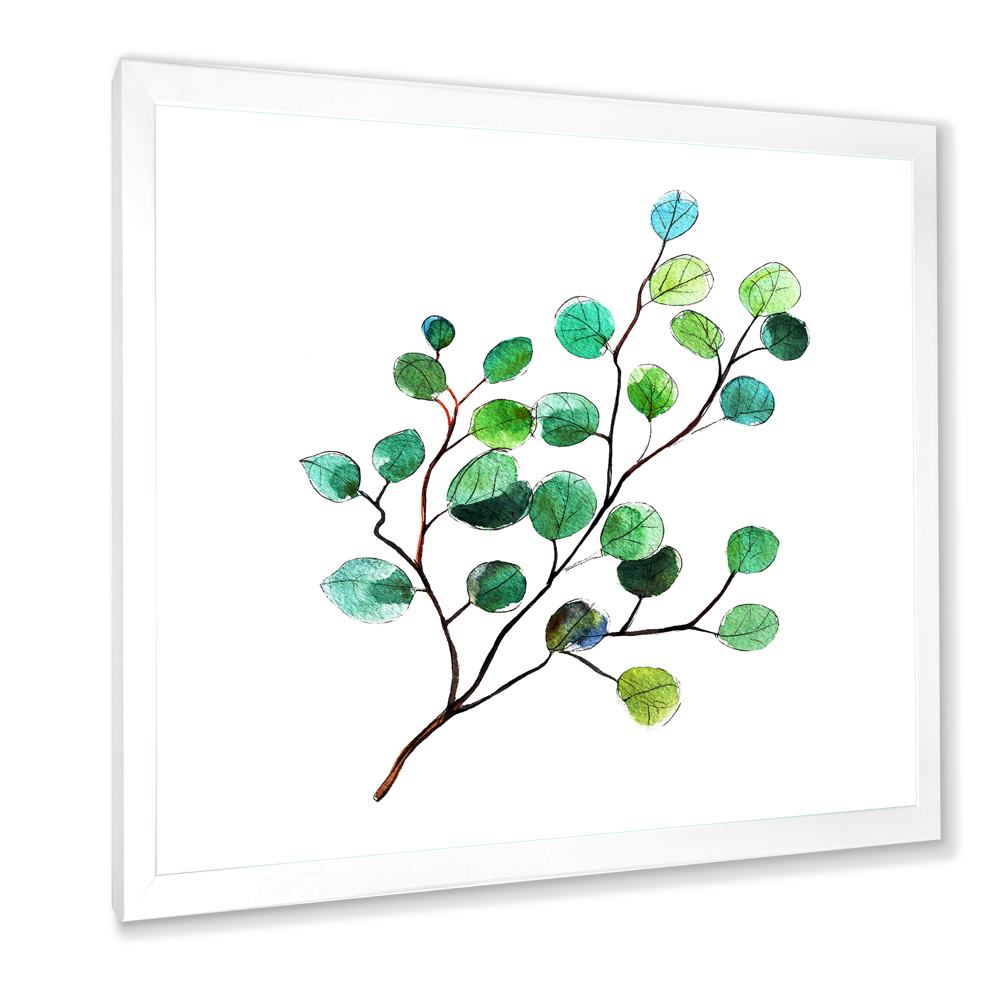Designart 'Young Eucalyptus Branches and Leaves IV' Traditional Framed Art Print