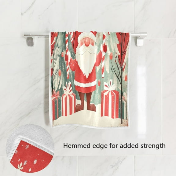 BZSMCE Bath Towel 30 X 15 in Soft Towel Santa Claus and Christmas Tree Design Pattern