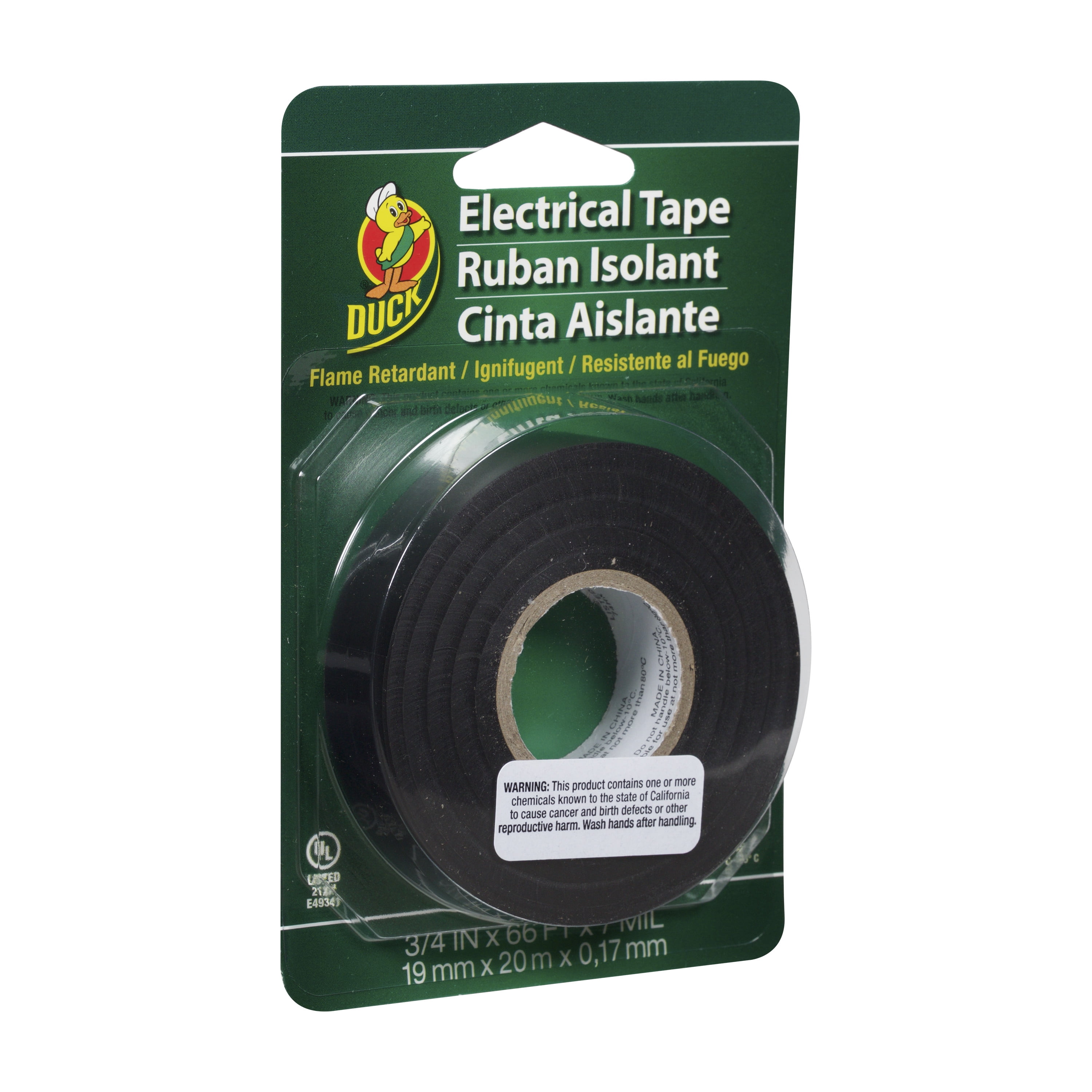 Single Roll Black Duck Brand 299019 Professional Grade Electrical Tape 3/4-Inch by 66 Feet 