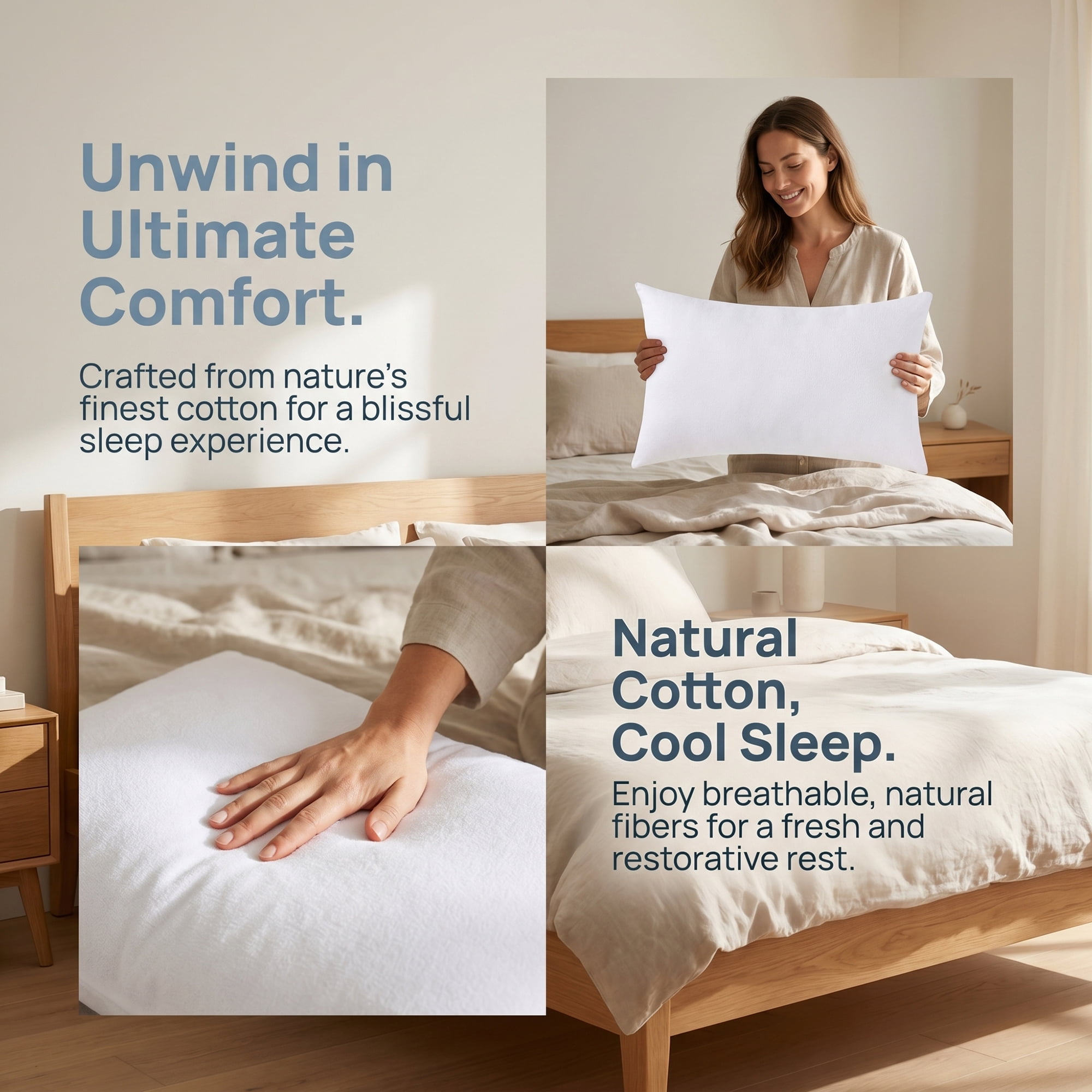 Unique Bargains 2Pcs Zipper Standard Size Cotton Pillow Protectors Queen White 20" x 30"