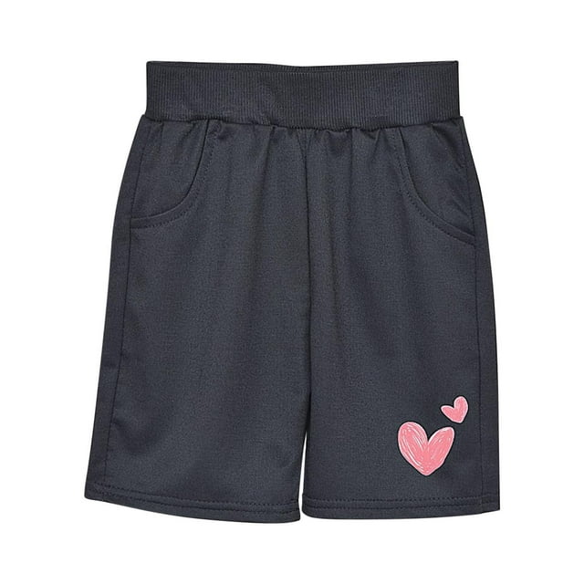 Odeerbi 3-15 Años Niñas Bermudas de Pantalones Cortos Deportivos Con Love Workout Pantalones Cortos de Algodón Transpirable Pantalones Cortos de Cintura Media Con Bolsillo