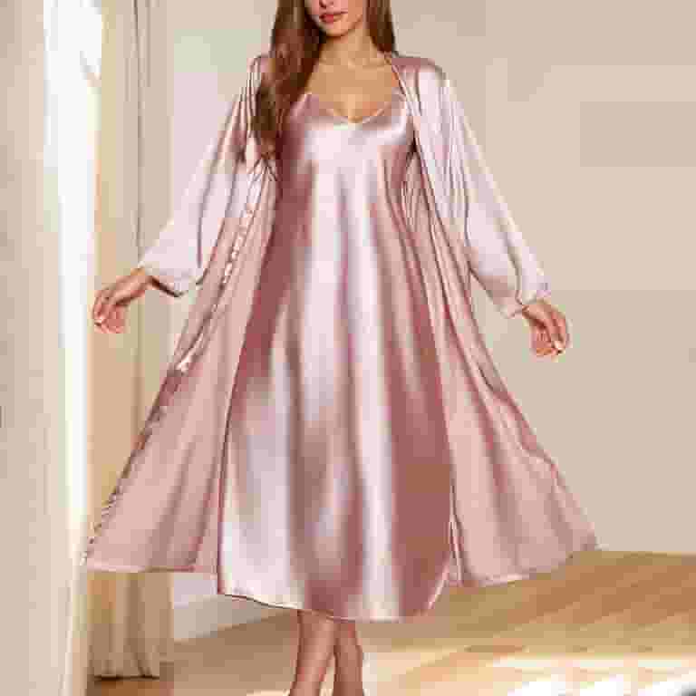 Fjofpr Sleeping Dresses for Women Women's Summer Sexy Silk Printed Nightgown Coat Home Clothes Two-piece Pajamas Suit Fjofpr Sleeping Dresses for Women Women's Summer Sexy Silk Printed Nightgown Coat Home Clothes Two-piece Pajamas Suit