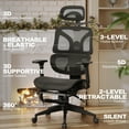 thumbnail image 3 of VECELO Foldable Office Chair, Ergonomic High-Back Mesh Rolling Work Swivel Computer Chair with Wheels, Comfortable Lumbar Support, Comfy Arms for Home, Gaming Room, Bedroom, Study, Student, Black, 3 of 14