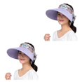 thumbnail image 2 of Jumpingount Sombrero de algodón y lino para mujer, repuesto a prueba de sol, a prueba de viento, transpirable, plegable, para viajar, gorra para Púrpura 2piezas, 2 of 6