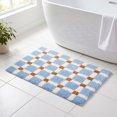 thumbnail image 2 of REGALWOVEN Checkered Non Slip Bath Mats, Soft Fluffy Absorbent Bathroom Rugs for Shower, Sink Blue-2 20" x 32", 2 of 7