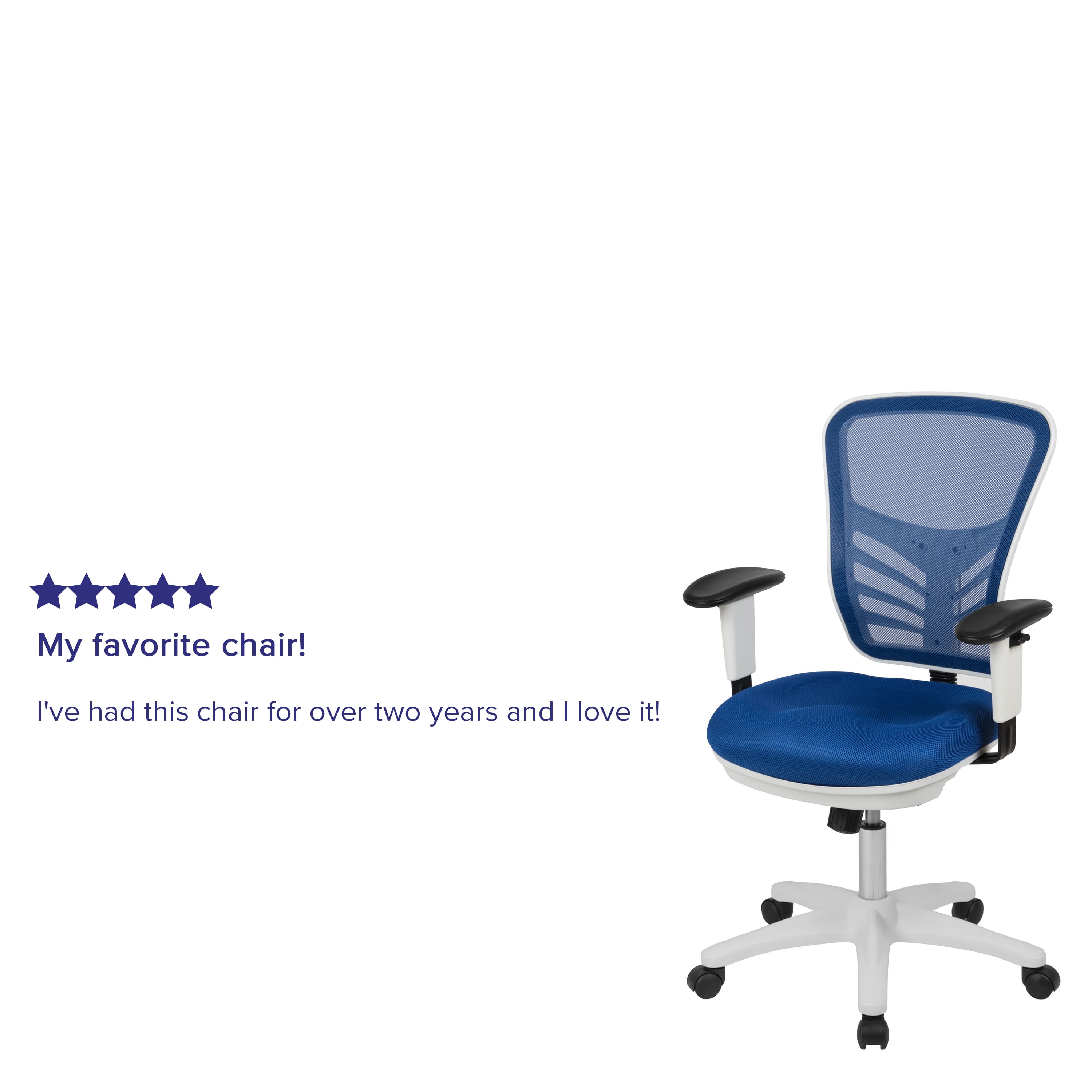 Flash Furniture Mid-Back Blue Mesh Multifunction Executive Swivel Ergonomic Office Chair with Adjustable Arms and White Frame