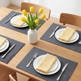 thumbnail image 2 of Set of 4 Cotton Linen Placemats, Rustic Rectangular Placemats for Dining Table Decor Washable Kitchen Table Mat Wipe Clean Dark Gray 17.7x13inch, 2 of 6