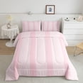 thumbnail image 2 of Castle Fairy Boho Thin Vertical Stripe Full Size Comforter Sets 3-Piece,Tribal Wide Band Bedding Comforter Set,Pale Pink White,Reversible,1 Comforter and 2 Pillowcases, 2 of 6