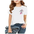 thumbnail image 2 of SXcggal Girls Short Sleeve Shirts Kids Summer Tops Crewneck Tees 3 13 Years Cute Fashionable Casual Girl Top, 2 of 6