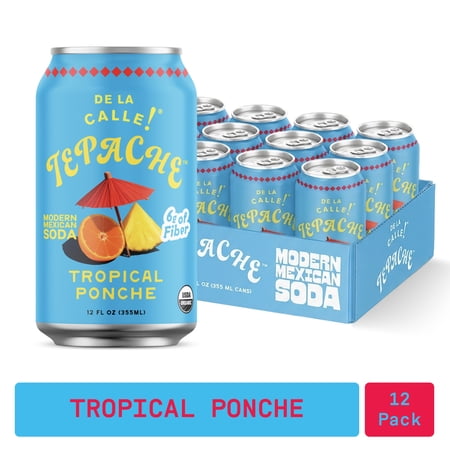 (12 pack) De La Calle Tepache, Tropical Ponche, Modern Mexican Soda, 12 fl oz