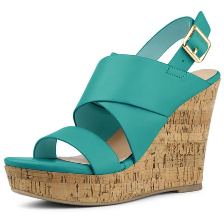 

Unique Bargains Women s Wood Decoration Strappy Platform Wedge Sandals